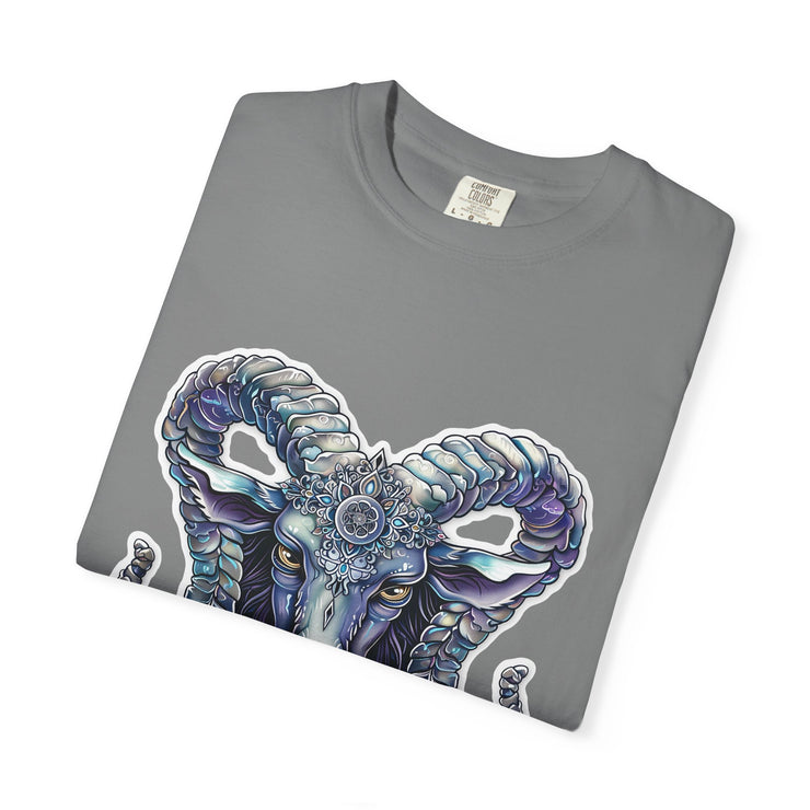 Mystical Ram Graphic Unisex T-shirt, Boho Tee, Astrology Shirt, Spiritual Gift, Festival Wear, Unique Graphic Tee
