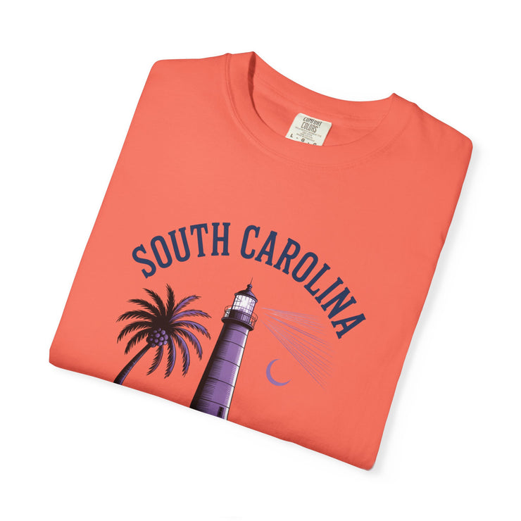 South Carolina Lighthouse T-Shirt, Unisex Garment-Dyed Tee, Coastal Vibes Shirt, Summer Travel Apparel, USA States Design
