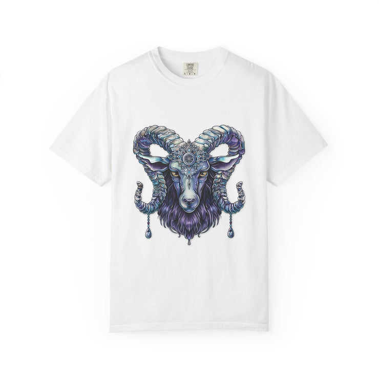 Mystical Ram Graphic Unisex T-shirt, Boho Tee, Astrology Shirt, Spiritual Gift, Festival Wear, Unique Graphic Tee