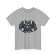 Owl Skull Graphic Tee, Unisex Heavy Cotton T-Shirt, Edgy Apparel for Halloween, Casual Wear, Gift for Gothic Style Lovers