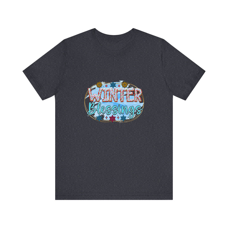Winter Blessings Unisex Jersey Tee, Cozy Winter T-shirt, Holiday Gift, Seasonal Apparel, Comfortable Casual Wear