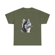 Siberian Husky Heavy Cotton Tee, Cozy Dog Lover Shirt, Unisex Graphic Tee, Pet Owner Gift, Cute Animal Apparel