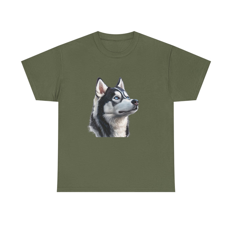 Siberian Husky Heavy Cotton Tee, Cozy Dog Lover Shirt, Unisex Graphic Tee, Pet Owner Gift, Cute Animal Apparel