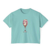 Floral Glam Women's Boxy Tee, Summer Casual Top, Gift for Her, Party Wear, Trendy Graphic Shirt Women T-Shirt