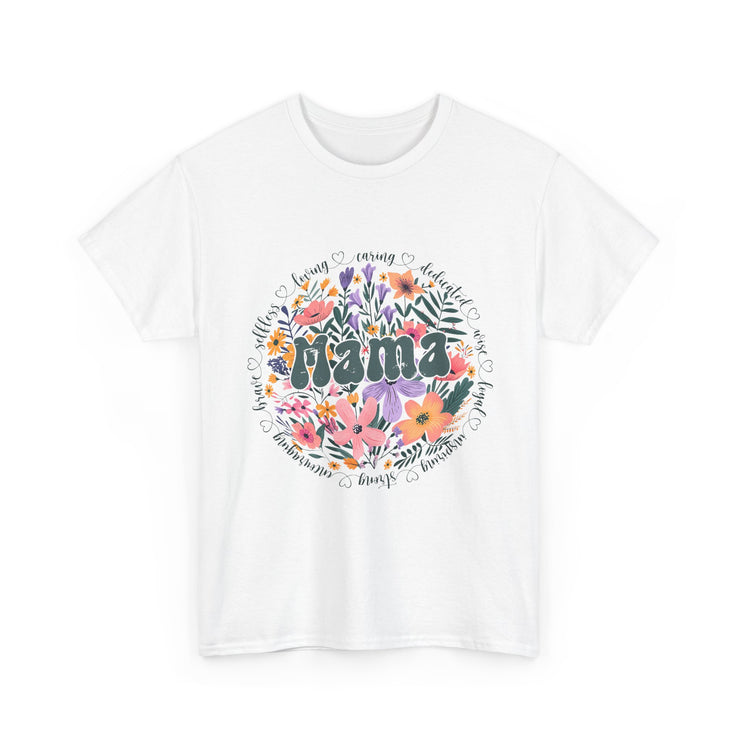 Floral 'Mama' Unisex Heavy Cotton Tee, Perfect for Mother's Day, Gifts for Mom, Birthday Apparel,