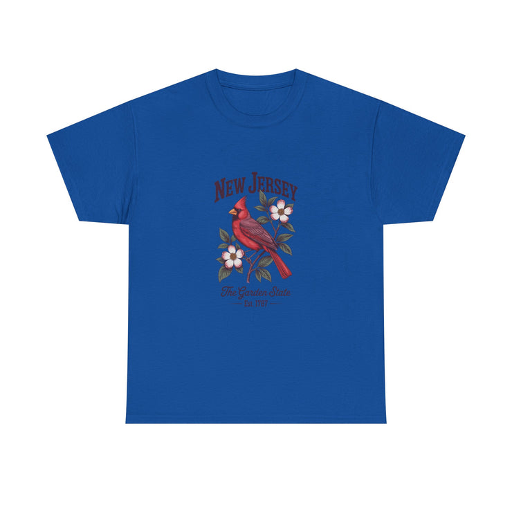 New Jersey Cardinal Tee, Vintage Style T-Shirt, Unisex Cotton Tee, Garden State Gift, Bird Lover Apparel, Casual Wear, USA States Design