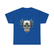 Skull & Greenery Unisex Heavy Cotton Tee - Edgy Graphic Shirt for Casual Wear, Festival Clothing, Gift for Him/Her, Summer Vibes.