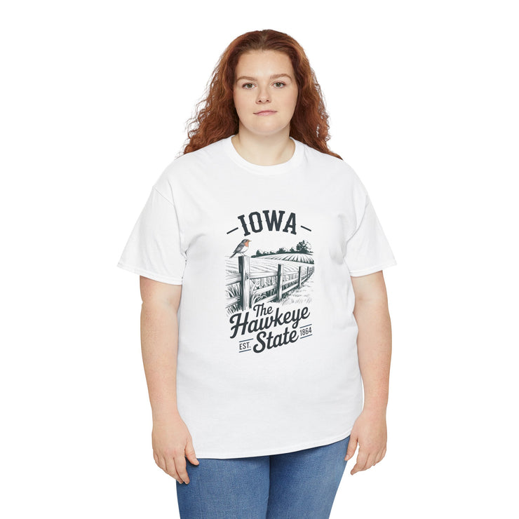 Iowa The Hawkeye State T-Shirt, Vintage Style Tee, Unisex Cotton Shirt, Iowa Pride Gift, USA States Design