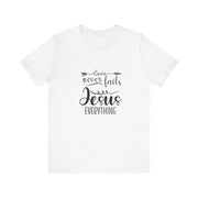Inspirational Short Sleeve Tee - Love Never Fails, Christian Apparel, Faith-Based Gift,