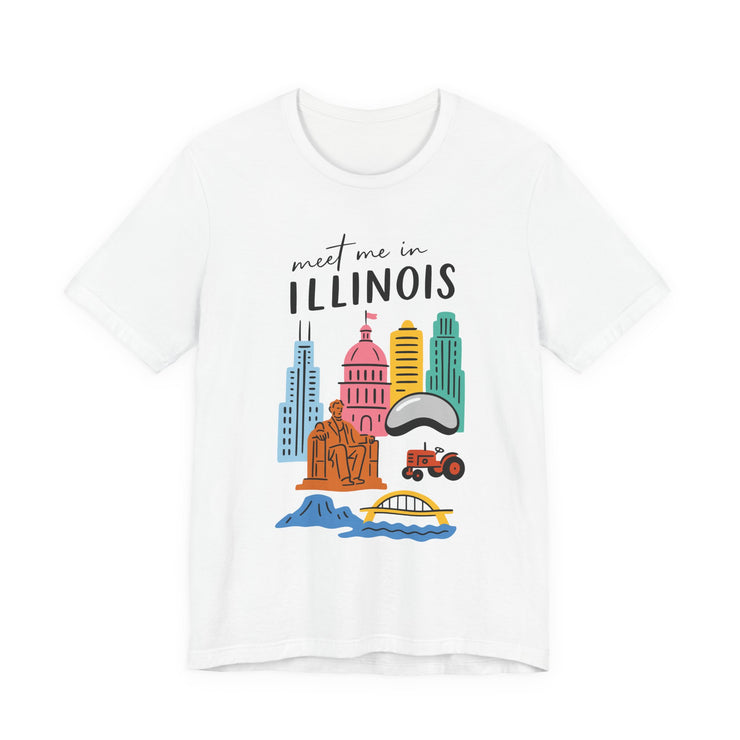 Illinois Graphic Tee | Unisex Short Sleeve T-Shirt, Illinois Souvenir Shirt, Travel Gift, Casual Wear, USA States Design