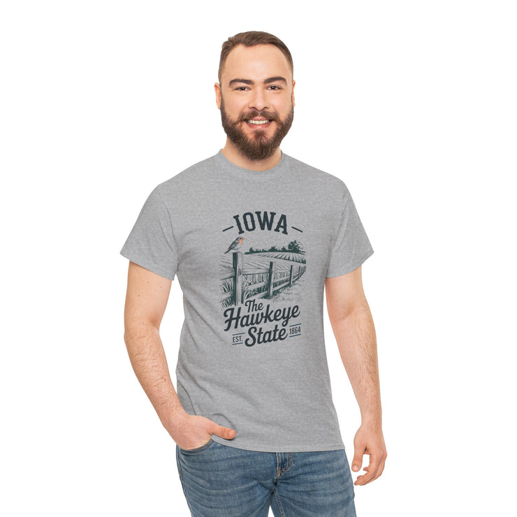 Iowa The Hawkeye State T-Shirt, Vintage Style Tee, Unisex Cotton Shirt, Iowa Pride Gift, USA States Design