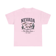 Nevada Graphic Unisex Heavy Cotton Tee, Casual Wear, State Pride Shirt, Travel Gift, Summer Clothing, USA States Design