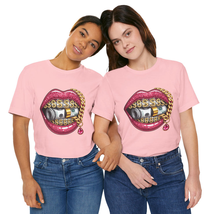 Glamorous Money Lips Tee, Trendy Graphic Shirt, Fashion Statement Tee, Gift for Her, Casual Streetwear