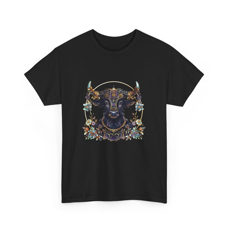 Boho Bull Graphic Tee | Unisex Heavy Cotton T-Shirt | Festival Wear, Gift for Nature Lovers, Casual Outfit, Animal Art