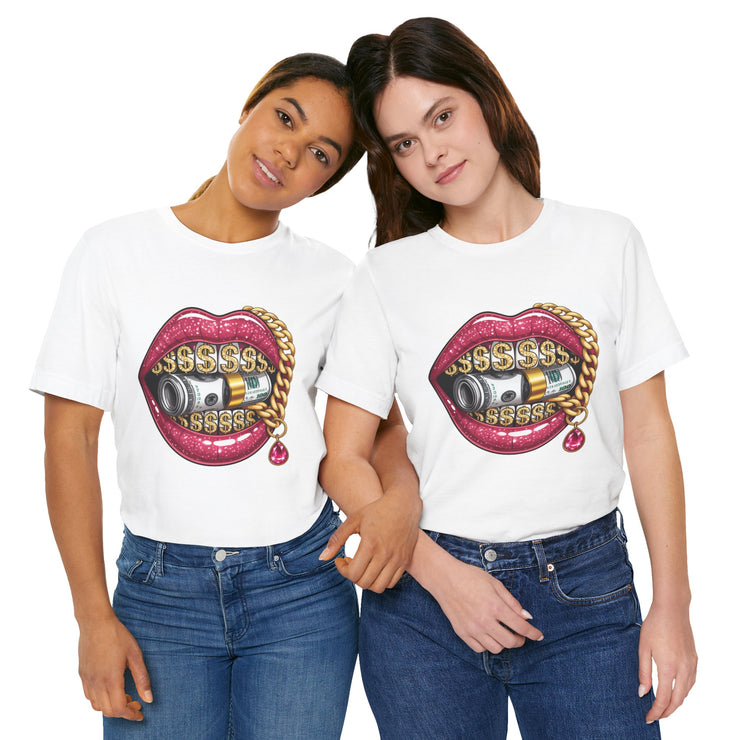 Glamorous Money Lips Tee, Trendy Graphic Shirt, Fashion Statement Tee, Gift for Her, Casual Streetwear