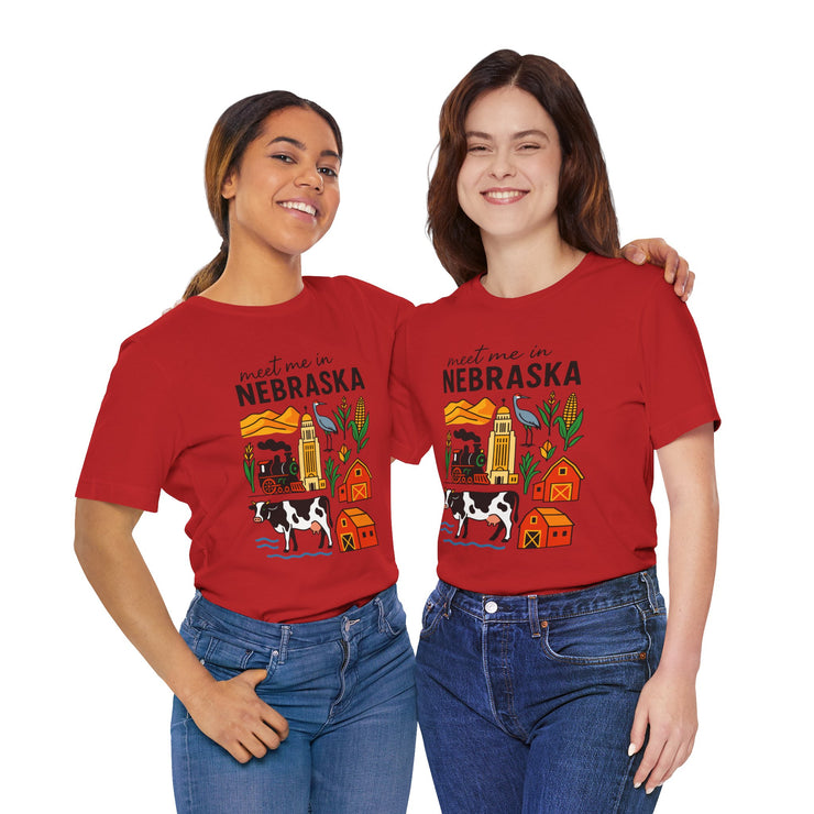 Nebraska Graphic Tee, Unisex Jersey Short Sleeve Tee, Souvenir Shirt, USA States Design
