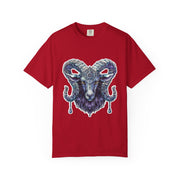 Mystical Ram Graphic Unisex T-shirt, Boho Tee, Astrology Shirt, Spiritual Gift, Festival Wear, Unique Graphic Tee
