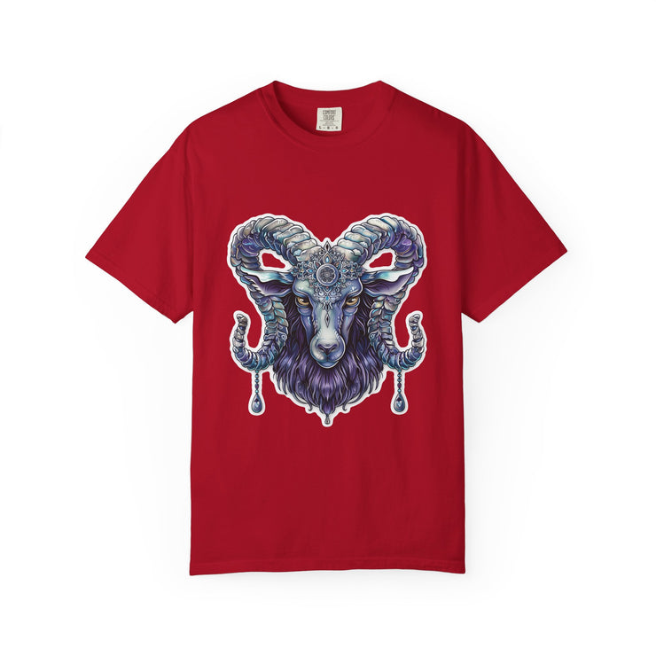 Mystical Ram Graphic Unisex T-shirt, Boho Tee, Astrology Shirt, Spiritual Gift, Festival Wear, Unique Graphic Tee