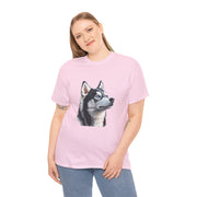 Siberian Husky Heavy Cotton Tee, Cozy Dog Lover Shirt, Unisex Graphic Tee, Pet Owner Gift, Cute Animal Apparel