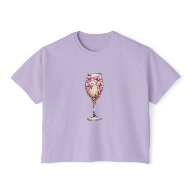 Floral Glam Women's Boxy Tee, Summer Casual Top, Gift for Her, Party Wear, Trendy Graphic Shirt Women T-Shirt