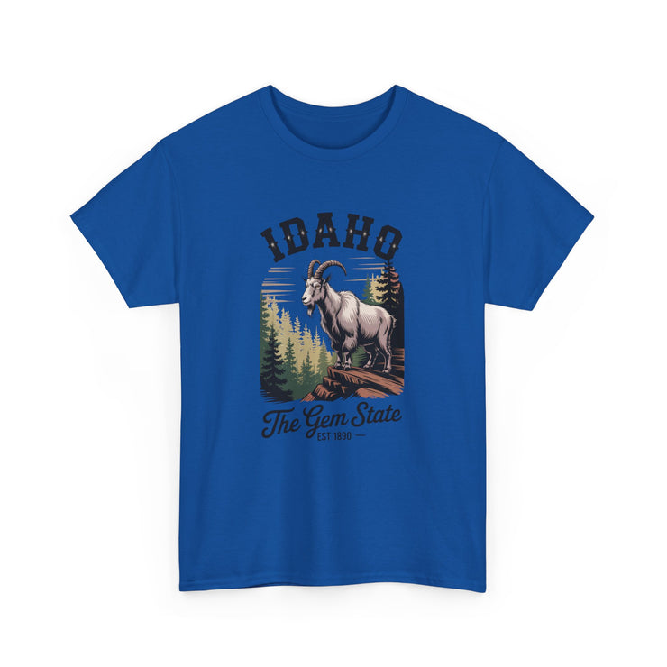 Idaho Gem State Tee, Unisex Heavy Cotton Shirt, Vintage Idaho Style T-Shirt, Nature Lover Apparel, Gift for Idaho Residents, USA States Design