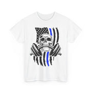 Unisex Skull American Flag Tee, Gym Shirt, Fitness Apparel, Workout Gift, Casual Wear, Patriotic Activewear
