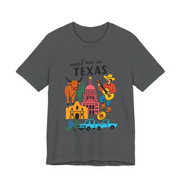 Texas-Inspired Unisex Tee: Meet Me in Texas Graphic T-Shirt, Gift for Texans, Summer Outfit, USA States Design