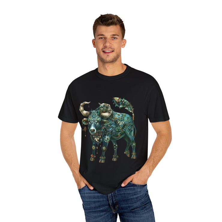 Bohemian Bull T-Shirt, Artistic Graphic Tee, Unisex Shirt for Cow Lovers, Gift for Occasions, Casual Wear, Eco-Friendly Style