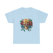 Floral Skull Tee - Unisex Heavy Cotton | Boho Style Shirt, Festival Wear, Gothic Aesthetic, Unique Gift, Casual Everyday Top
