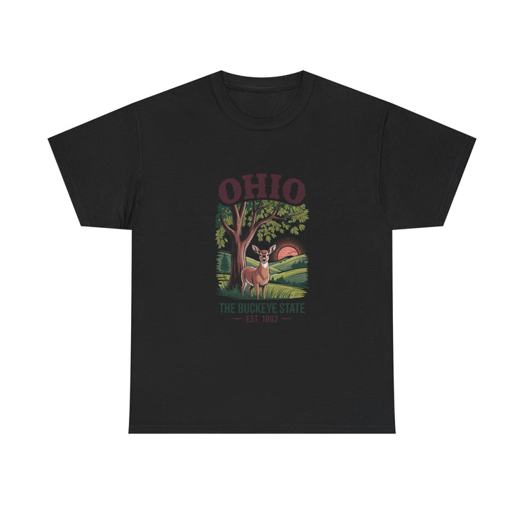 Ohio Vintage Graphic Tee, Unisex Cotton Shirt, Buckeye State Gift, Nature Lover Tee, Casual Wear, Ohio Pride Clothing, USA States Design