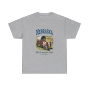 Nebraska Heritage Unisex Heavy Cotton Tee, Vintage State Shirt, Nebraska Flag Apparel, Midwest Pride T-Shirt, Cowpoke Style Tee, USA States Design
