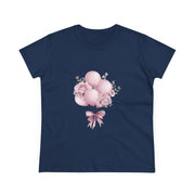 Women's Floral Balloon Tee, Cute Graphic Tee, Birthday Gift, Casual Cotton Shirt, Everyday Wear, Floral Design