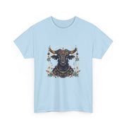 Boho Bull Graphic Tee | Unisex Heavy Cotton T-Shirt | Festival Wear, Gift for Nature Lovers, Casual Outfit, Animal Art