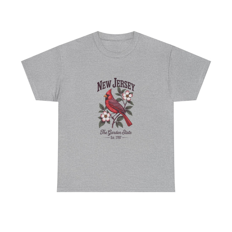 New Jersey Cardinal Tee, Vintage Style T-Shirt, Unisex Cotton Tee, Garden State Gift, Bird Lover Apparel, Casual Wear, USA States Design