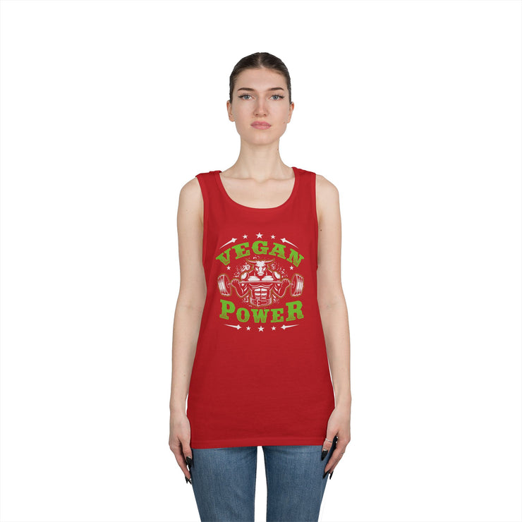 Vegan Power Tank Top | Unisex Heavy Cotton Gym Shirt, Workout Apparel, Fitness Gift, Eco-Friendly Exercise Tee