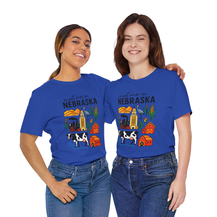 Nebraska Graphic Tee, Unisex Jersey Short Sleeve Tee, Souvenir Shirt, USA States Design