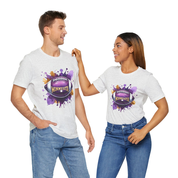 Minnesota Football Splash Tee, Unisex Short Sleeve, Sports Fan Shirt, Game Day Apparel, Football Design, Sports Design