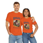 Nebraska Heritage Unisex Heavy Cotton Tee, Vintage State Shirt, Nebraska Flag Apparel, Midwest Pride T-Shirt, Cowpoke Style Tee, USA States Design