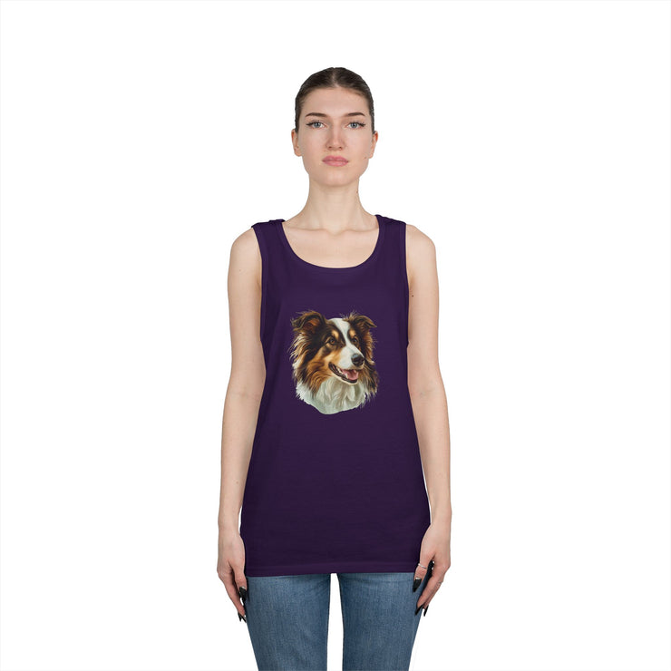 Dog Lover's Unisex Heavy Cotton Tank Top - Cute Pet Art, Custom Gift for Dog Owners, Summer Casual Wear, Animal Lover Apparel
