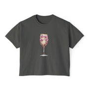 Floral Glam Women's Boxy Tee, Summer Casual Top, Gift for Her, Party Wear, Trendy Graphic Shirt Women T-Shirt