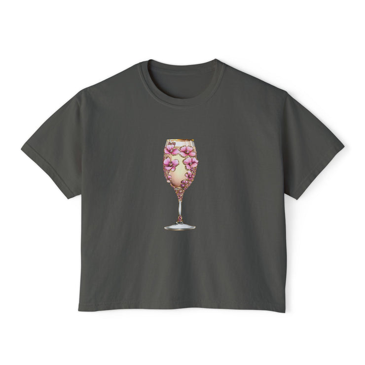 Floral Glam Women's Boxy Tee, Summer Casual Top, Gift for Her, Party Wear, Trendy Graphic Shirt Women T-Shirt