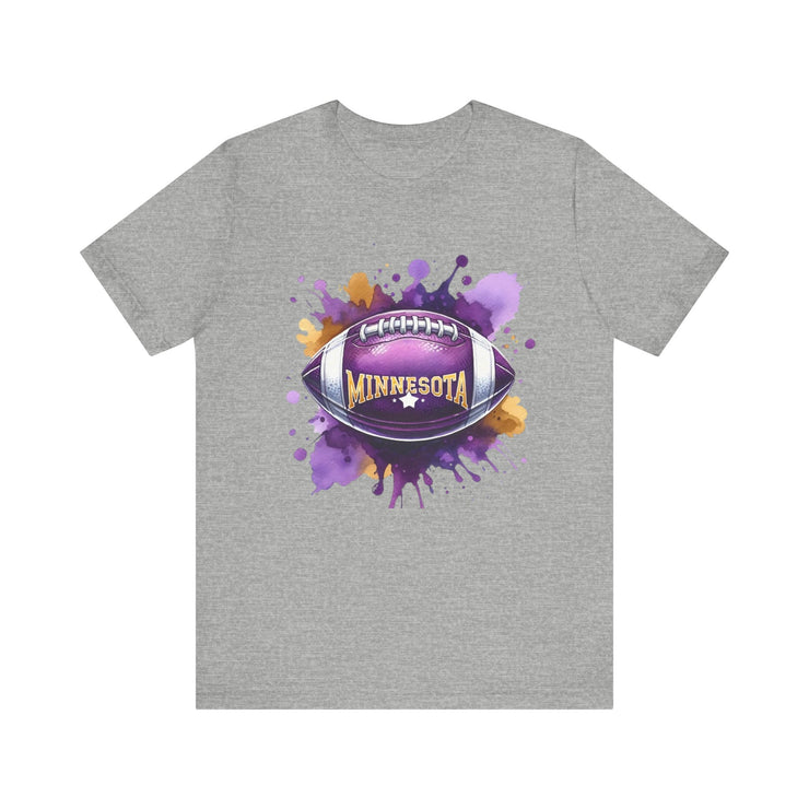 Minnesota Football Splash Tee, Unisex Short Sleeve, Sports Fan Shirt, Game Day Apparel, Football Design, Sports Design