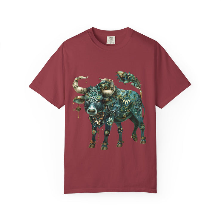 Bohemian Bull T-Shirt, Artistic Graphic Tee, Unisex Shirt for Cow Lovers, Gift for Occasions, Casual Wear, Eco-Friendly Style