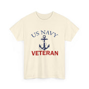 US Navy Veteran Unisex Heavy Cotton Tee, Military Pride Shirt, Veteran Gift, Casual Wear, Patriotic Apparel, Anchor Design T-Shirt