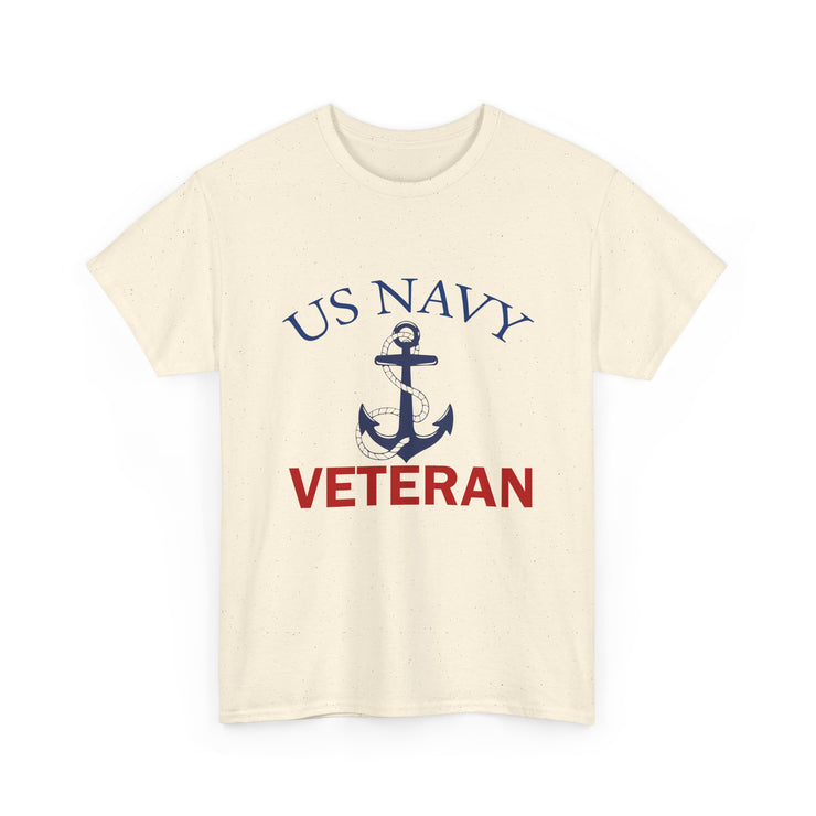 US Navy Veteran Unisex Heavy Cotton Tee, Military Pride Shirt, Veteran Gift, Casual Wear, Patriotic Apparel, Anchor Design T-Shirt