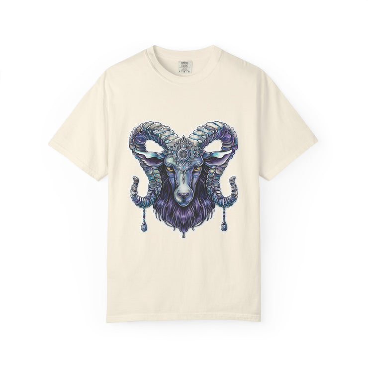 Mystical Ram Graphic Unisex T-shirt, Boho Tee, Astrology Shirt, Spiritual Gift, Festival Wear, Unique Graphic Tee