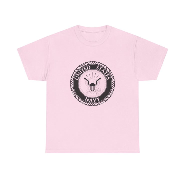 US Navy Emblem Unisex Heavy Cotton Tee | Military Apparel, Casual Wear, Gift for Veterans, Patriotic Shirt, Marine Life