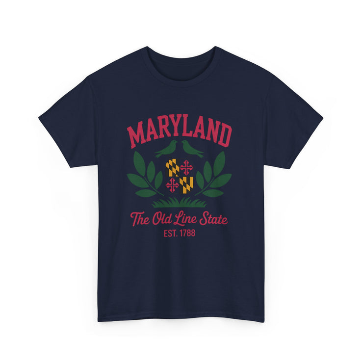 Maryland Heritage Tee | Unisex Cotton Shirt, Old Line State Apparel, Travel Souvenir, Gift for Maryland Lovers, Vintage Maryland Design,USA States Design