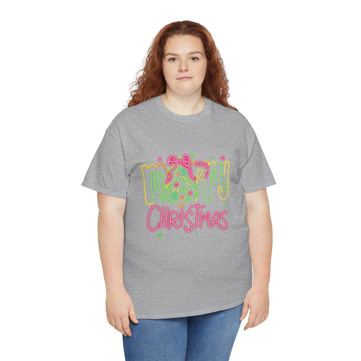Festive Merry Christmas Tee - Unisex Heavy Cotton T-Shirt, Holiday Shirt, Christmas Gift, Cozy Winter Apparel, Family Gathering Outfit
