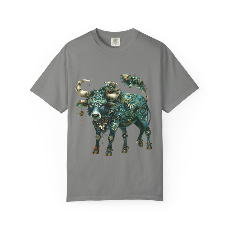 Bohemian Bull T-Shirt, Artistic Graphic Tee, Unisex Shirt for Cow Lovers, Gift for Occasions, Casual Wear, Eco-Friendly Style